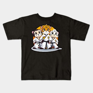 three little feline martial artists Kids T-Shirt